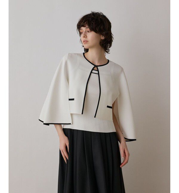 GRACE CONTINENTAL「バイカラースリットニットカーディガン」|カーディガン|ホワイト