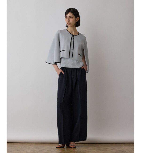 GRACE CONTINENTAL「バイカラースリットニットカーディガン」|カーディガン|ブルー