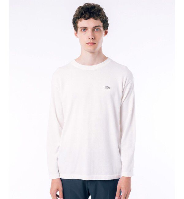 LACOSTE「ハイストレッチコットンニット長袖Tシャツ」|Tシャツ・カットソー|オフホワイト