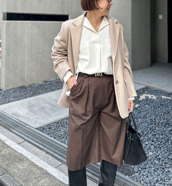 NOLLEY'S sophi「ウォッシャブルバックサテンジョーゼットオープンカラーブラウス」|シャツ・ブラウス|