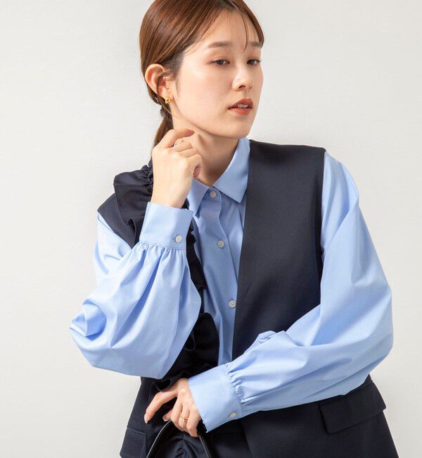 NOLLEY'S「ウォッシャブル袖リボン付きボリュームシャツ」|シャツ・ブラウス|