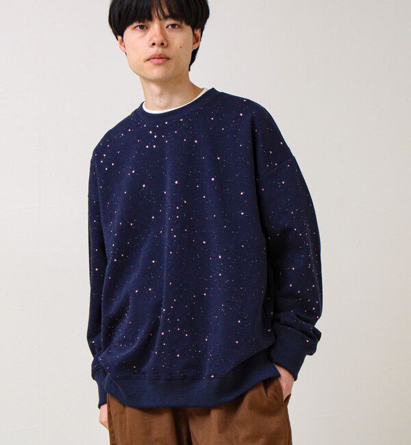 GLOSTER「星穴ネップボンディング クルーネックスウェット」|スウェット・ジャージ|ネイビー