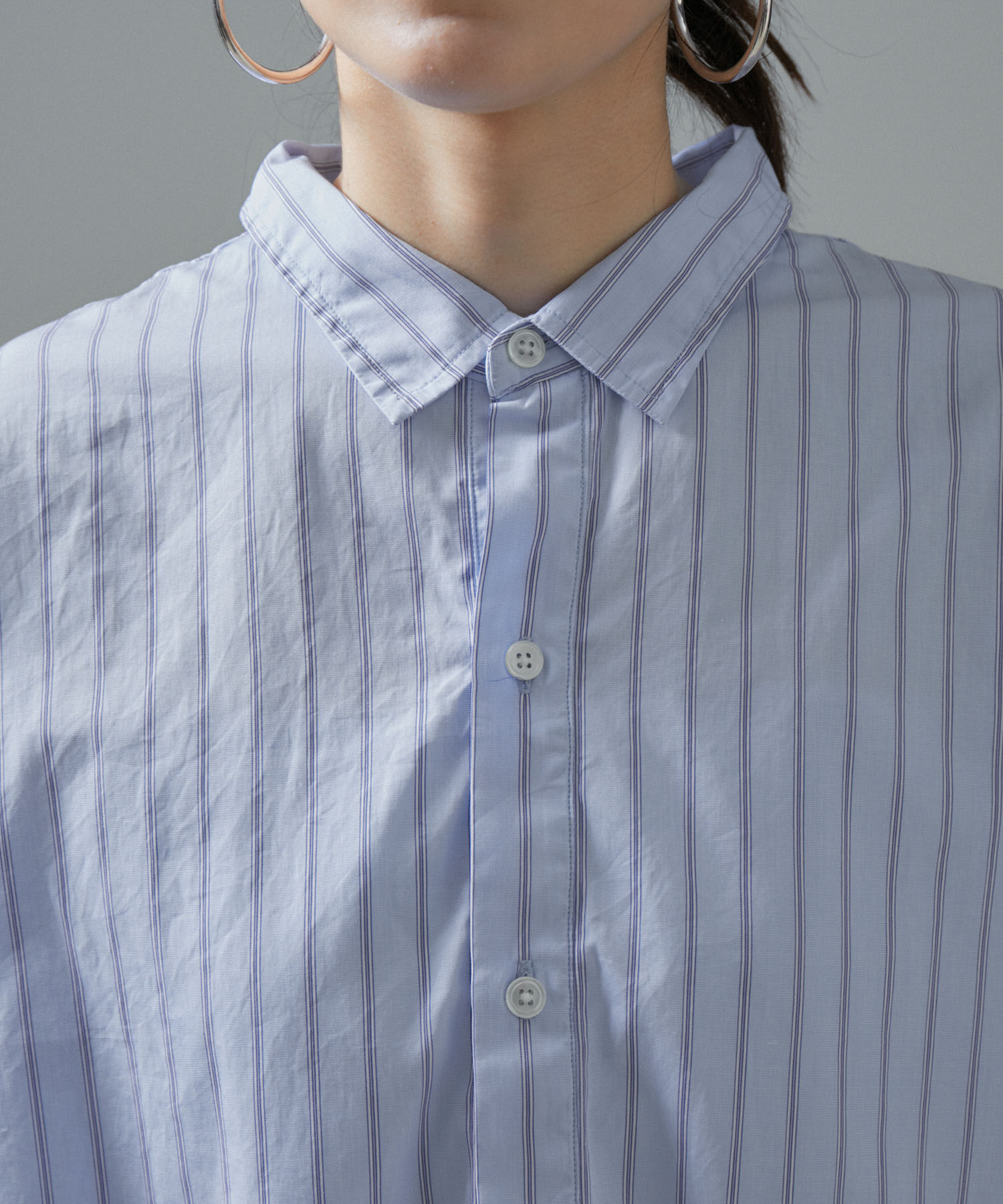 SALON adam et rope'「【Americana（アメリカーナ）】タイプライターロングシャツ/ストライプ」|シャツ・ブラウス|