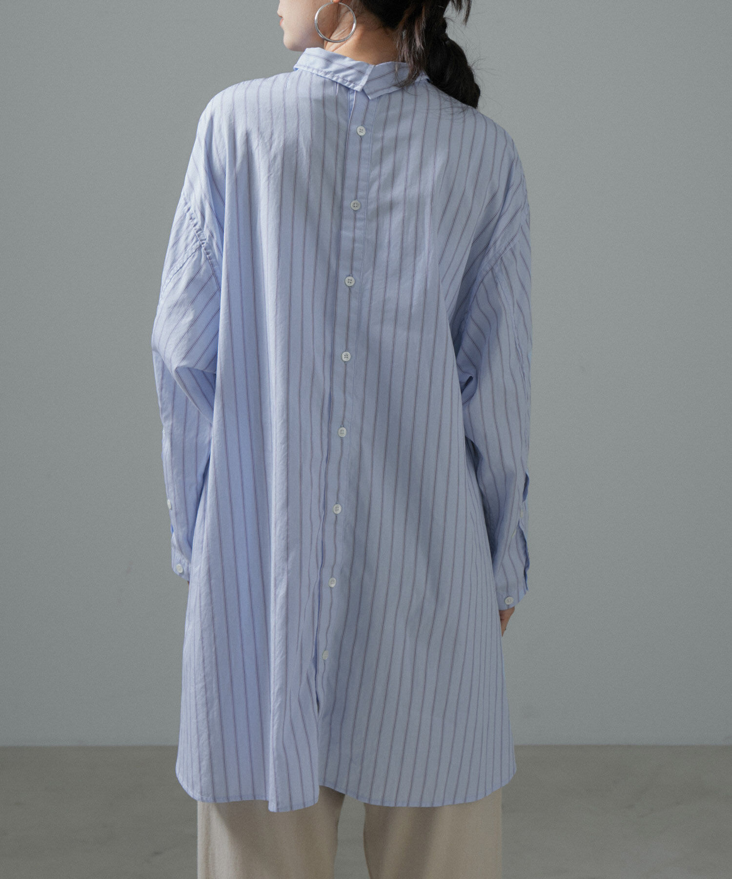 SALON adam et rope'「【Americana（アメリカーナ）】タイプライターロングシャツ/ストライプ」|シャツ・ブラウス|