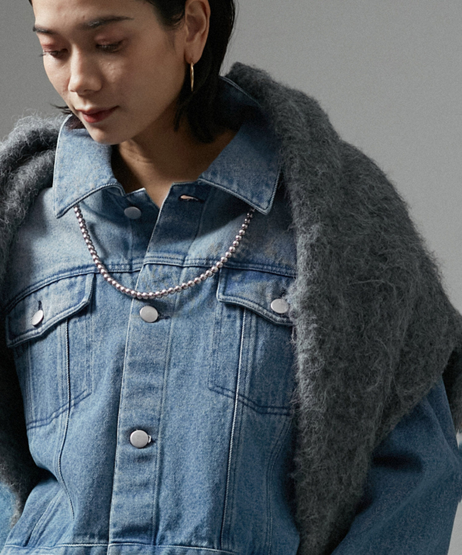 SALON adam et rope'「【WEB限定】クロップドカーヴィーデニムジャケット」|デニムジャケット|