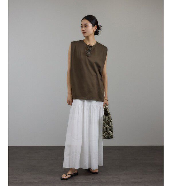 SALON adam et rope'「プリマベールショルダータックノースリーブプルオーバー［UVケア・洗える］」|Tシャツ・カットソー|