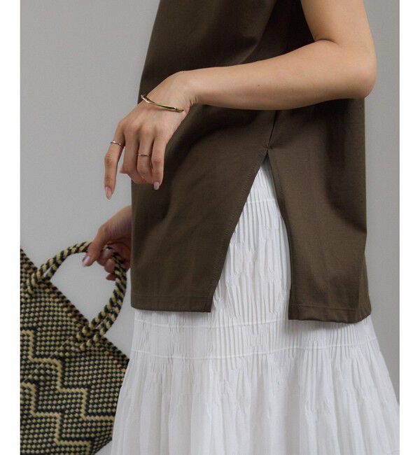 SALON adam et rope'「プリマベールショルダータックノースリーブプルオーバー［UVケア・洗える］」|Tシャツ・カットソー|