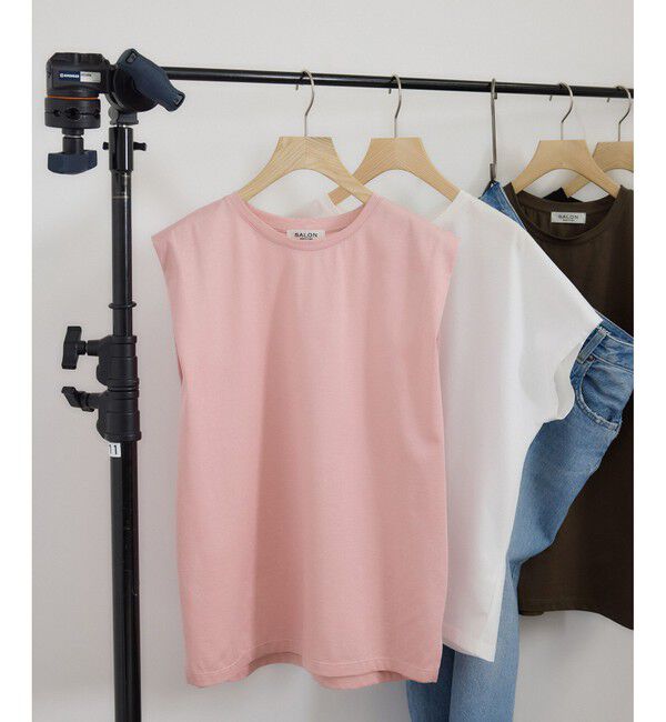 SALON adam et rope'「プリマベールショルダータックノースリーブプルオーバー［UVケア・洗える］」|Tシャツ・カットソー|