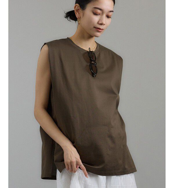 SALON adam et rope'「プリマベールショルダータックノースリーブプルオーバー［UVケア・洗える］」|Tシャツ・カットソー|ブラウン系(22)