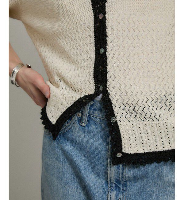 SALON adam et rope'「クロシェハーフスリーブカーディガン」|カーディガン|