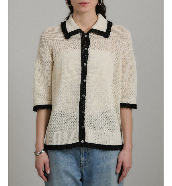 SALON adam et rope'「クロシェハーフスリーブカーディガン」|カーディガン|