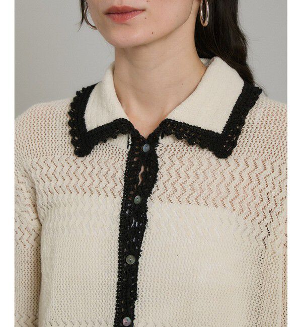 SALON adam et rope'「クロシェハーフスリーブカーディガン」|カーディガン|