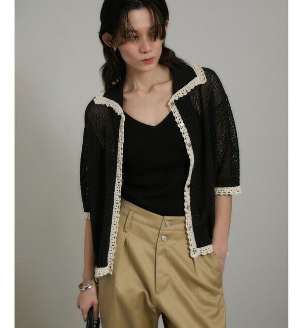 SALON adam et rope'「クロシェハーフスリーブカーディガン」|カーディガン|