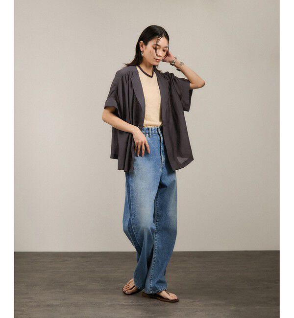 SALON adam et rope'「【WEB限定】シアーエアリージャケットライクブラウス［洗える］」|シャツ・ブラウス|