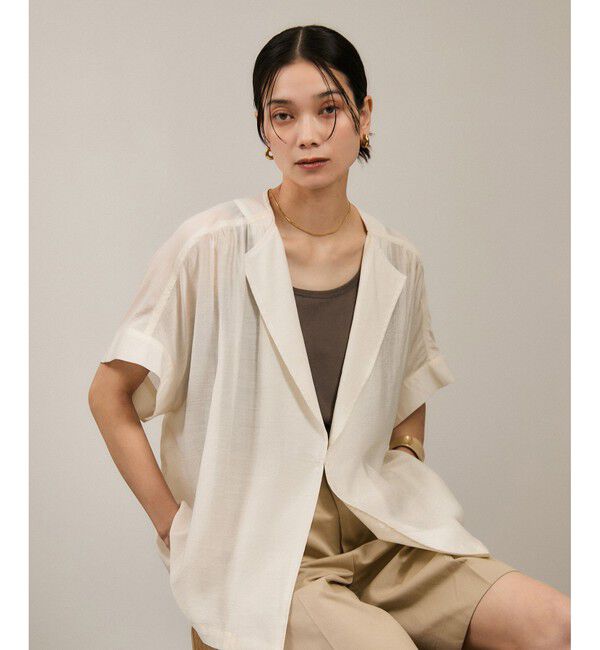 SALON adam et rope'「【WEB限定】シアーエアリージャケットライクブラウス［洗える］」|シャツ・ブラウス|オフホワイト(15)