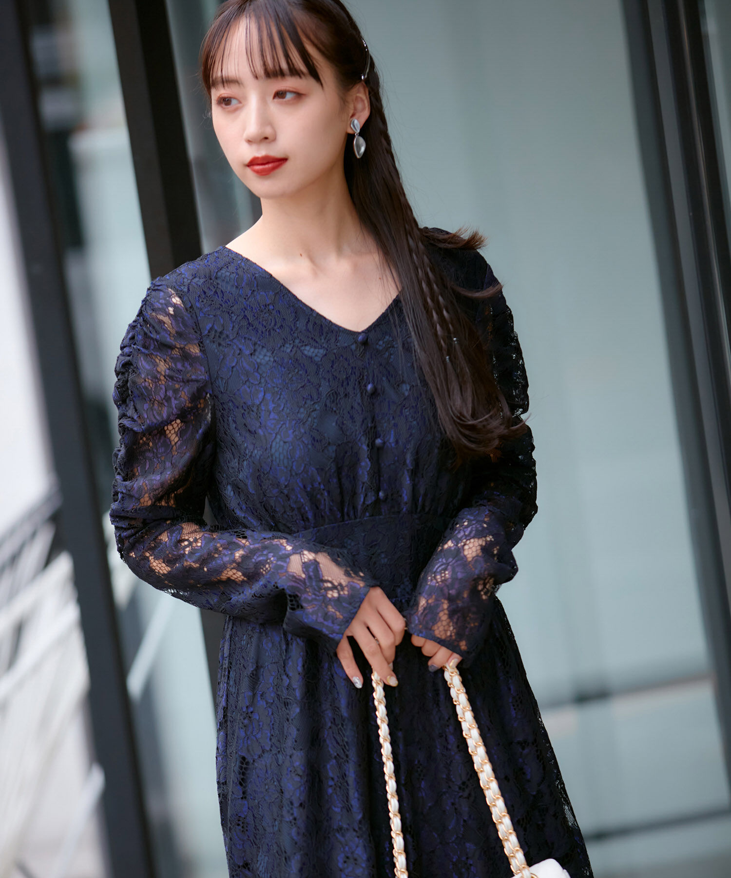 VIS「【VIS DRESS】総レースバックオープンワンピース」|ワンピース|