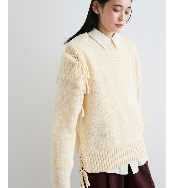 VIS「レースアップリボンニット【WEB・アウトレット限定】」|ニット・セーター|