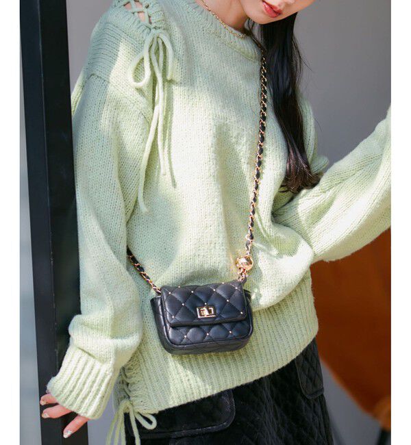 VIS「レースアップリボンニット【WEB・アウトレット限定】」|ニット・セーター|グリーンサブ