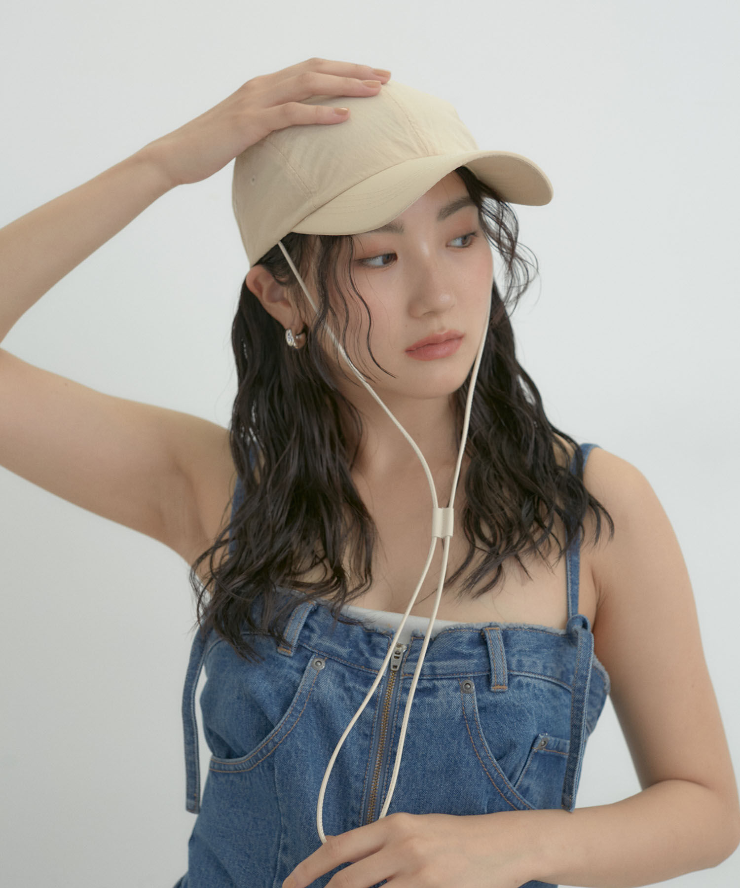 VIS「【撥水】ナイロン紐付きキャップ」|キャップ・キャスケット|ベージュ系(29)