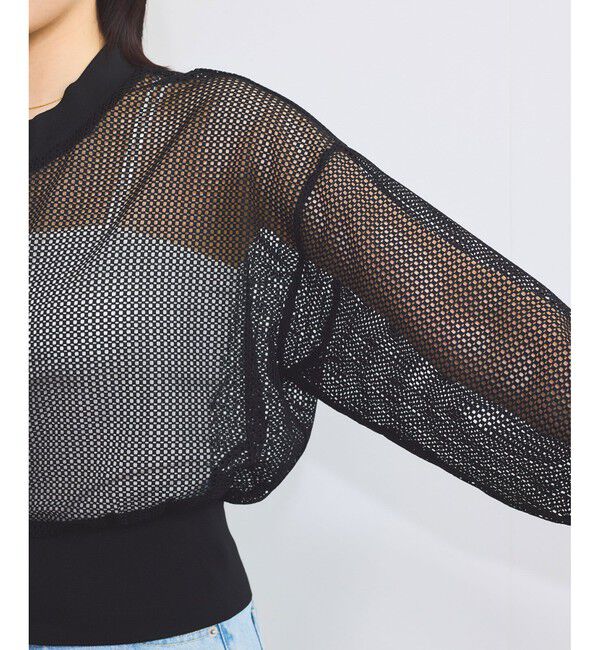 VIS「【WEB限定】ジップアップメッシュブルゾン/カーディガン」|カーディガン|