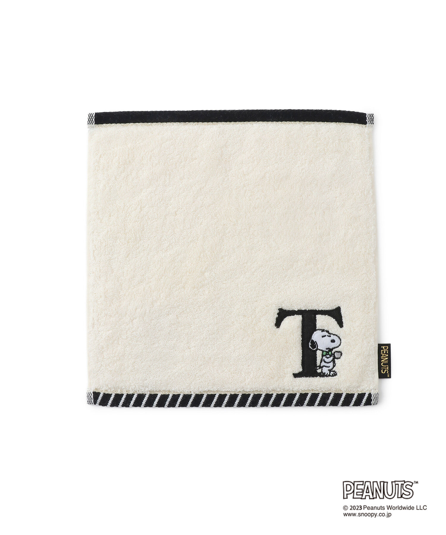 ROPE PICNIC PASSAGE「【PEANUTS】スヌーピーふわふわイニシャルミニタオル」|ハンカチ|ダークブラウン系(21)