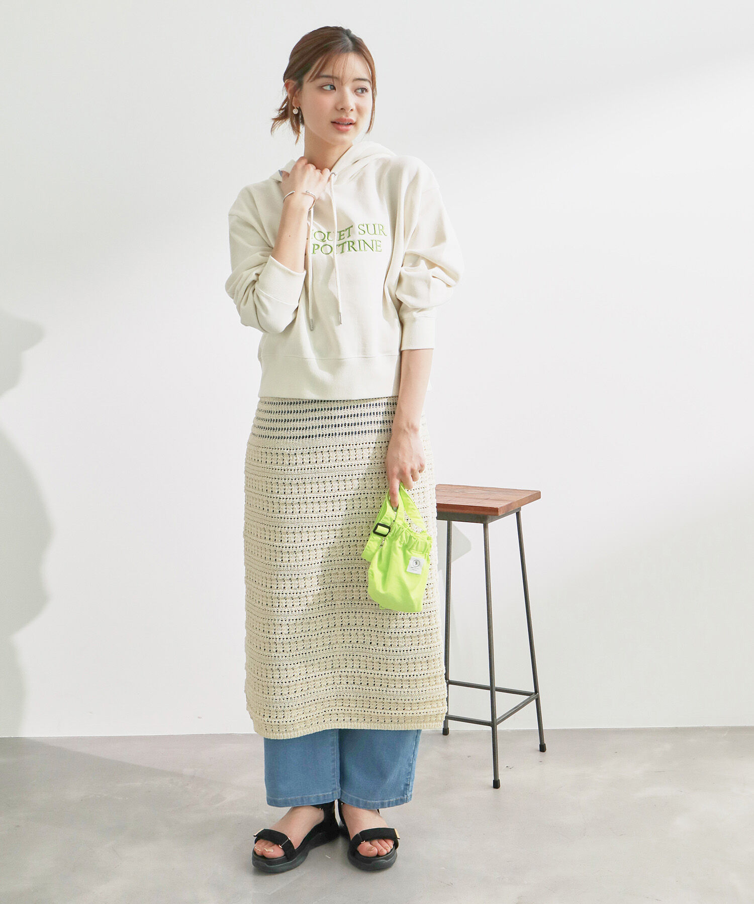 Rope&rsquo;Picnic「セットアップ対応/透かし編みテープヤーンIラインニットスカート」|スカート|