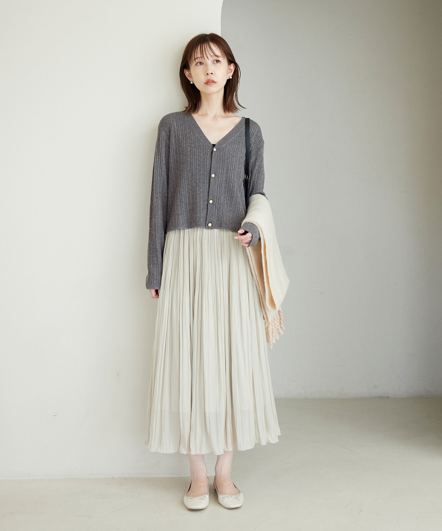 Rope&rsquo;Picnic「ケーブル編みショート丈ニットカーディガン」|カーディガン|