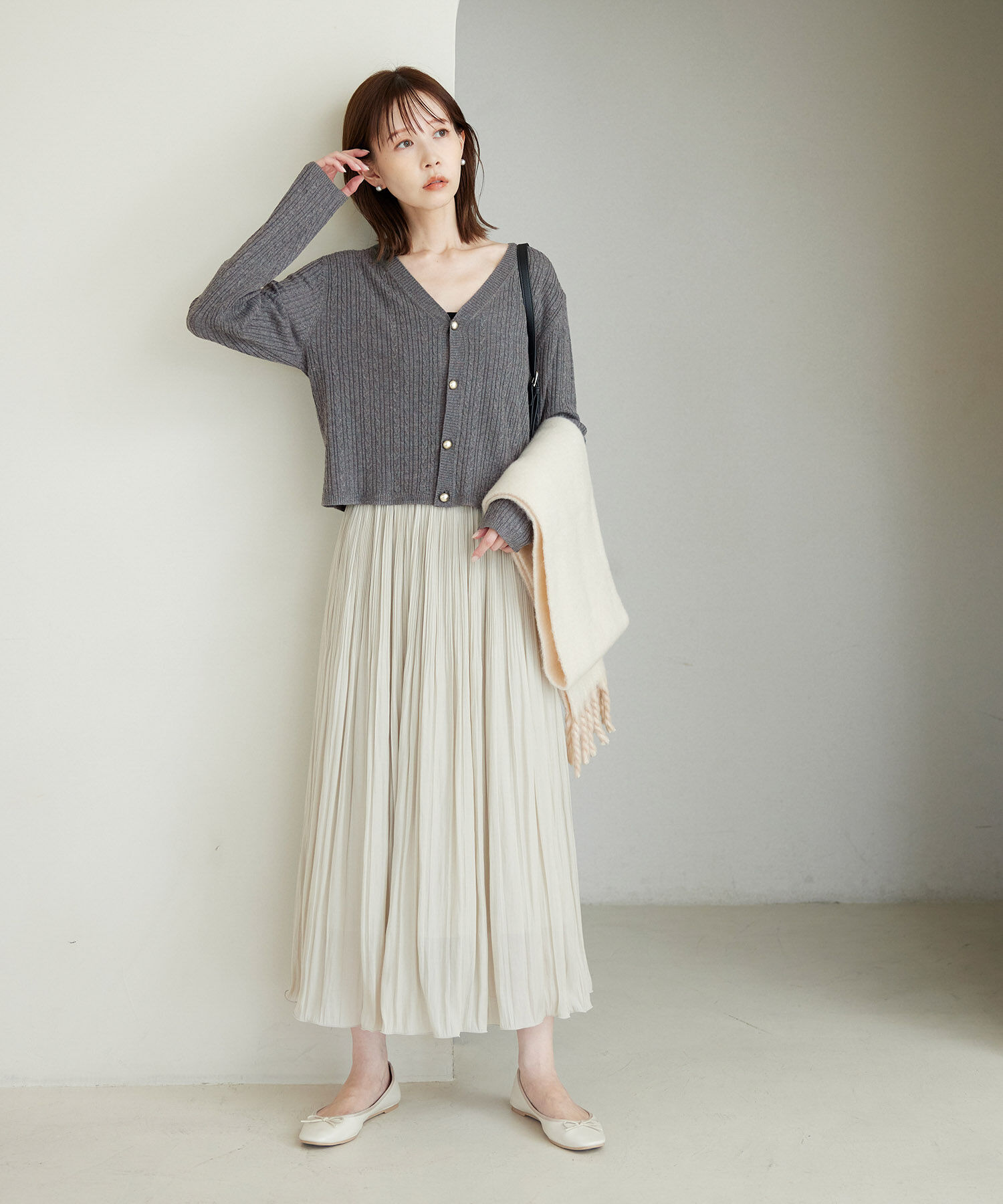 Rope&rsquo;Picnic「ケーブル編みショート丈ニットカーディガン」|カーディガン|