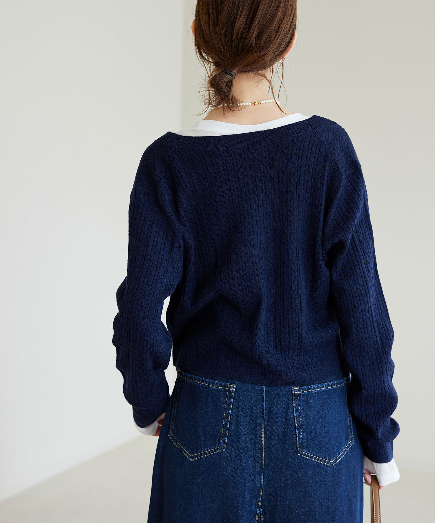 Rope&rsquo;Picnic「ケーブル編みショート丈ニットカーディガン」|カーディガン|