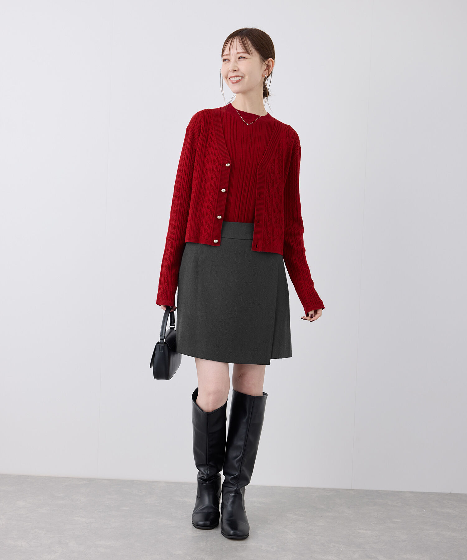 Rope&rsquo;Picnic「ケーブル編みショート丈ニットカーディガン」|カーディガン|