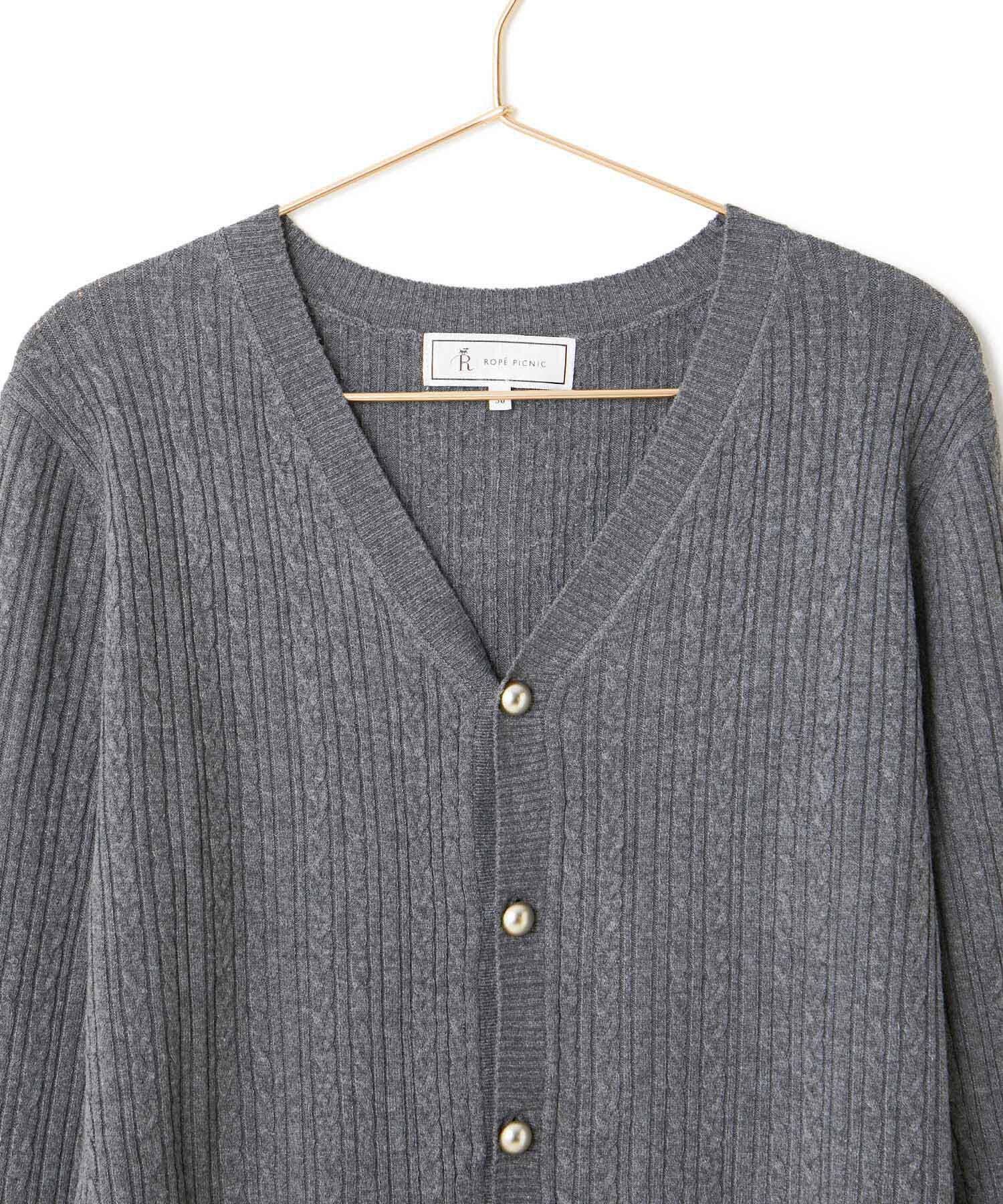 Rope&rsquo;Picnic「ケーブル編みショート丈ニットカーディガン」|カーディガン|