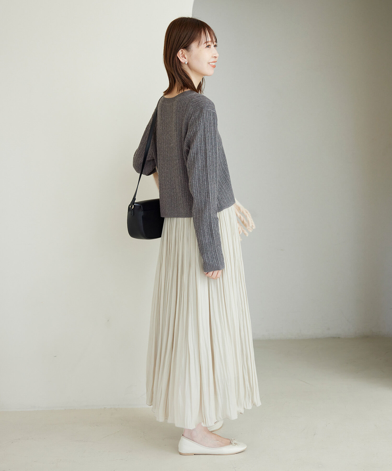 Rope&rsquo;Picnic「ケーブル編みショート丈ニットカーディガン」|カーディガン|