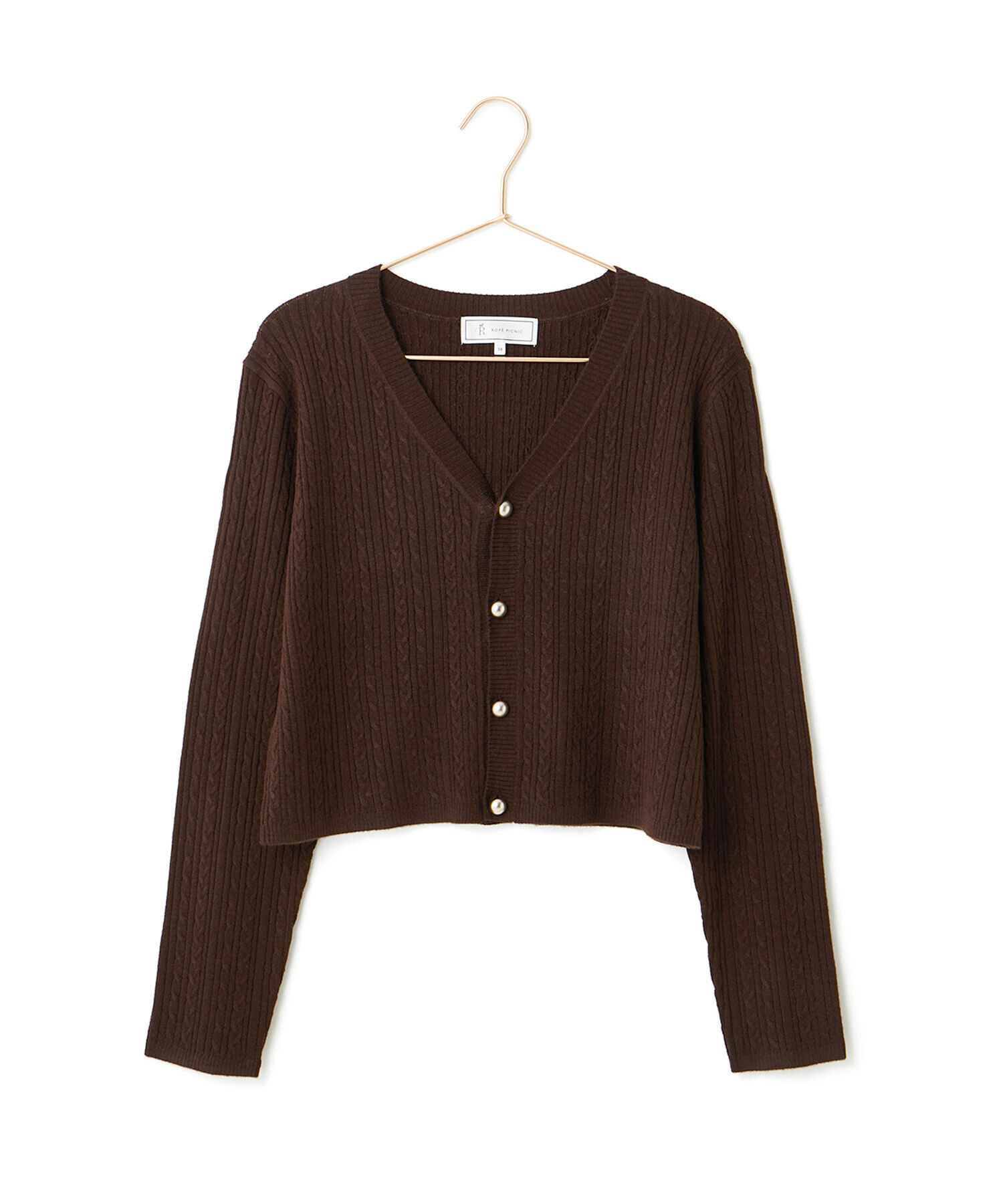 Rope&rsquo;Picnic「ケーブル編みショート丈ニットカーディガン」|カーディガン|