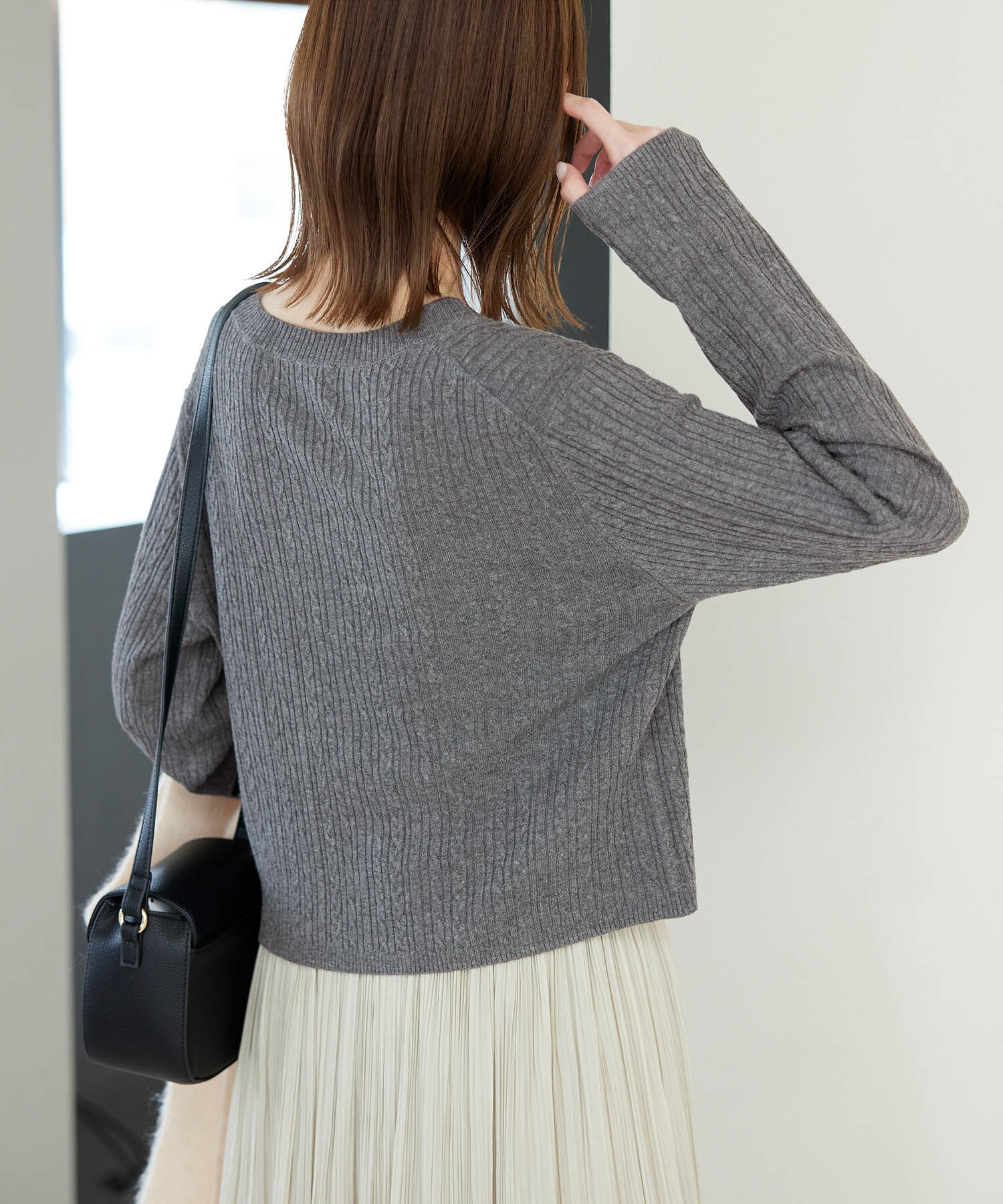 Rope&rsquo;Picnic「ケーブル編みショート丈ニットカーディガン」|カーディガン|