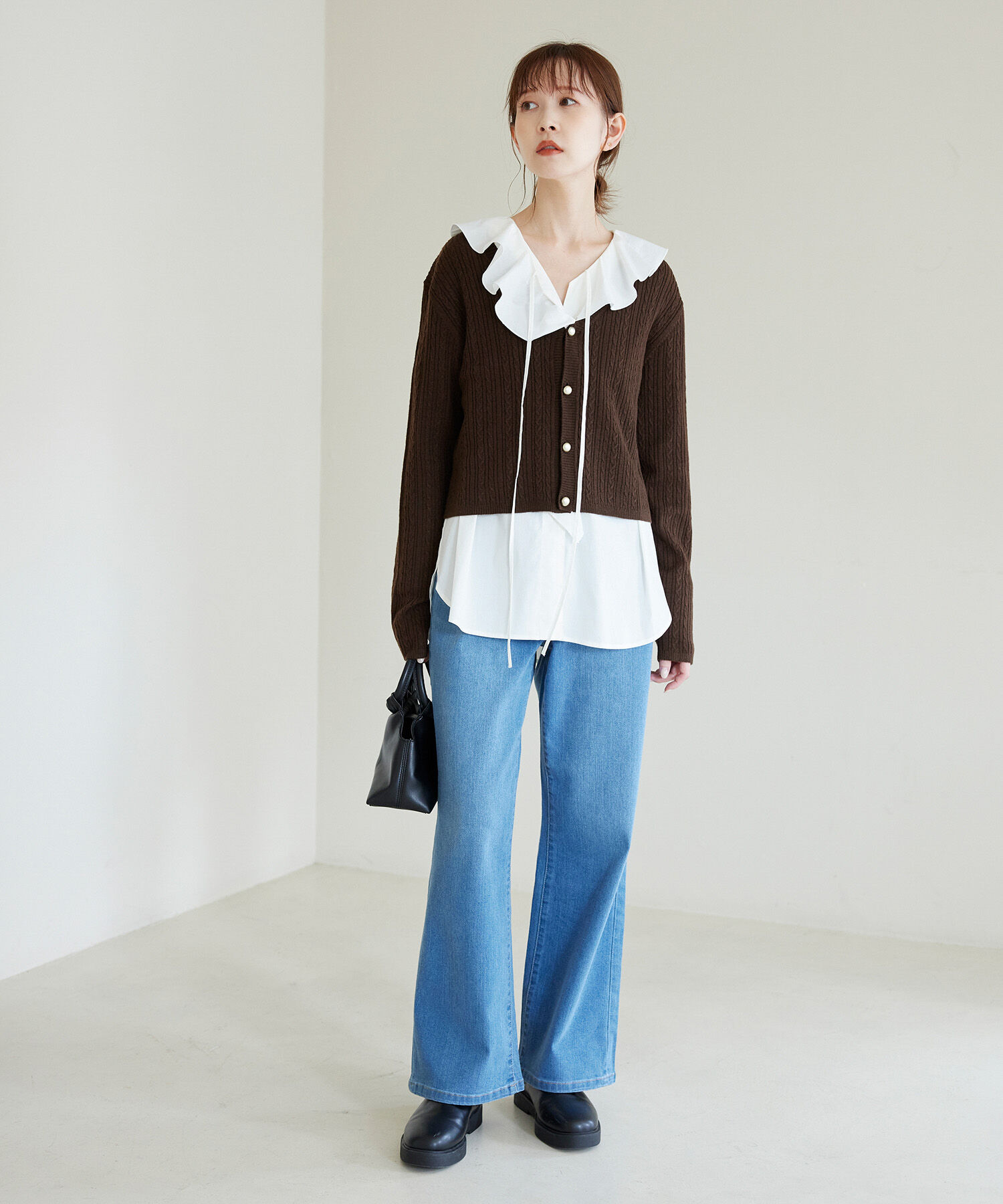 Rope&rsquo;Picnic「ケーブル編みショート丈ニットカーディガン」|カーディガン|