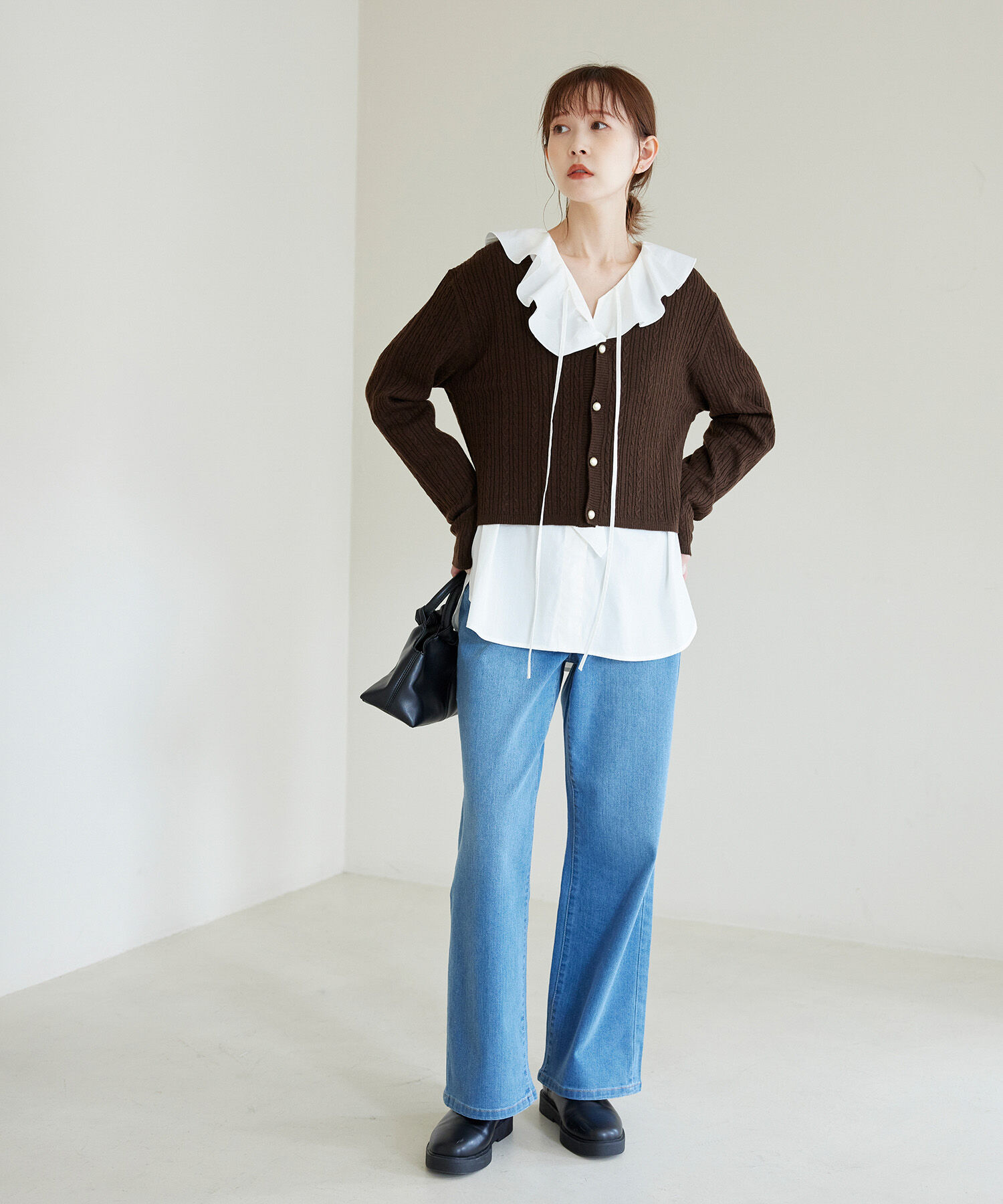 Rope&rsquo;Picnic「ケーブル編みショート丈ニットカーディガン」|カーディガン|