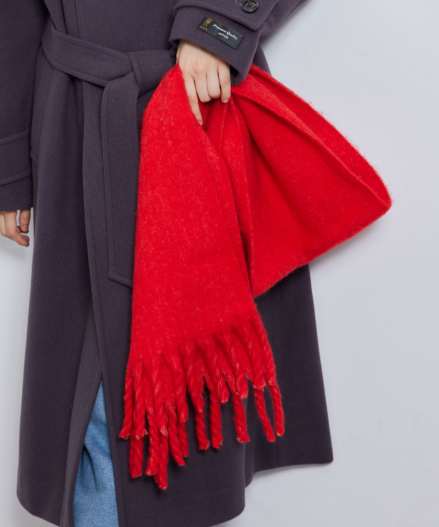 ROPE PICNIC PASSAGE「ミックスヤーンバルキーフリンジマフラー」|マフラー|レッド(60)