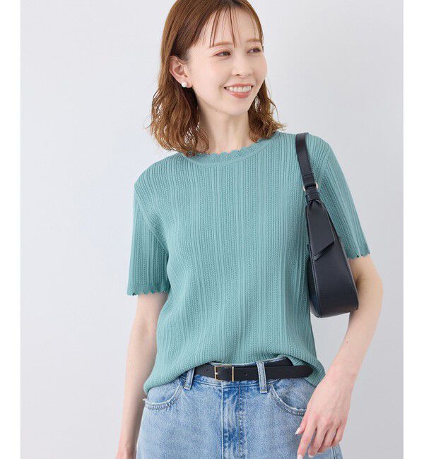 Rope&rsquo;Picnic「【UVカット・イージーケア・マシンウォッシャブル】八方映えニット スカラップニットプルオーバー」|ニット・セーター|