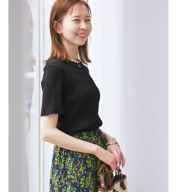 Rope&rsquo;Picnic「【UVカット・イージーケア・マシンウォッシャブル】八方映えニット スカラップニットプルオーバー」|ニット・セーター|