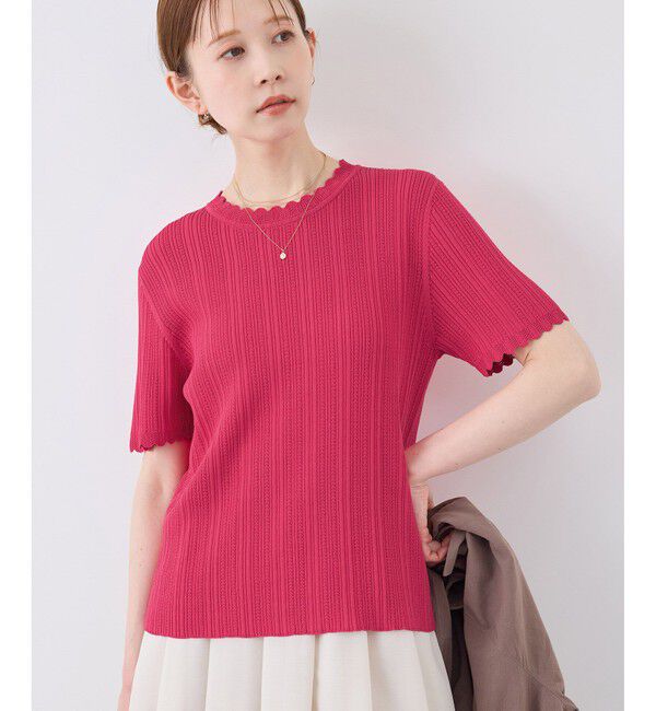 Rope&rsquo;Picnic「【UVカット・イージーケア・マシンウォッシャブル】八方映えニット スカラップニットプルオーバー」|ニット・セーター|