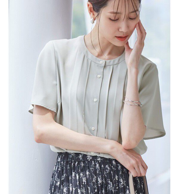 Rope&rsquo;Picnic「多機能ランダムタックハーフスリーブブラウス / 通勤にも」|シャツ・ブラウス|