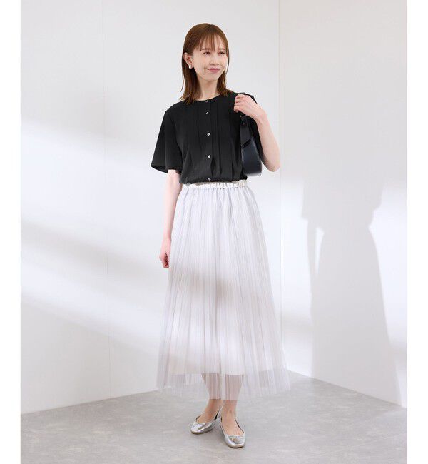 Rope&rsquo;Picnic「多機能ランダムタックハーフスリーブブラウス / 通勤にも」|シャツ・ブラウス|