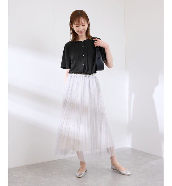 Rope&rsquo;Picnic「多機能ランダムタックハーフスリーブブラウス / 通勤にも」|シャツ・ブラウス|