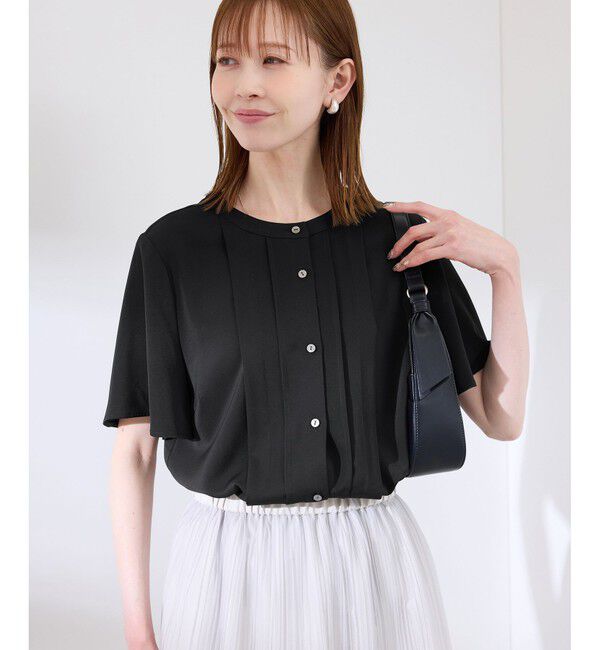 Rope&rsquo;Picnic「多機能ランダムタックハーフスリーブブラウス / 通勤にも」|シャツ・ブラウス|