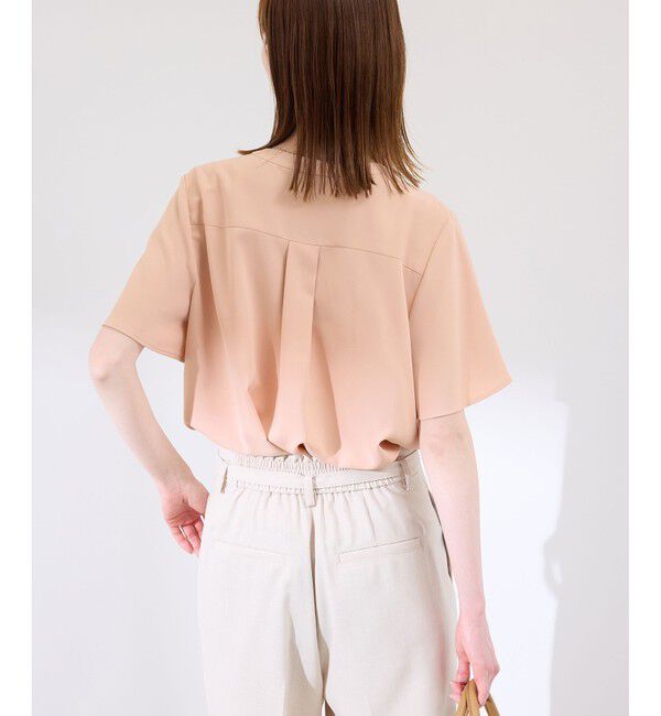 Rope&rsquo;Picnic「多機能ランダムタックハーフスリーブブラウス / 通勤にも」|シャツ・ブラウス|