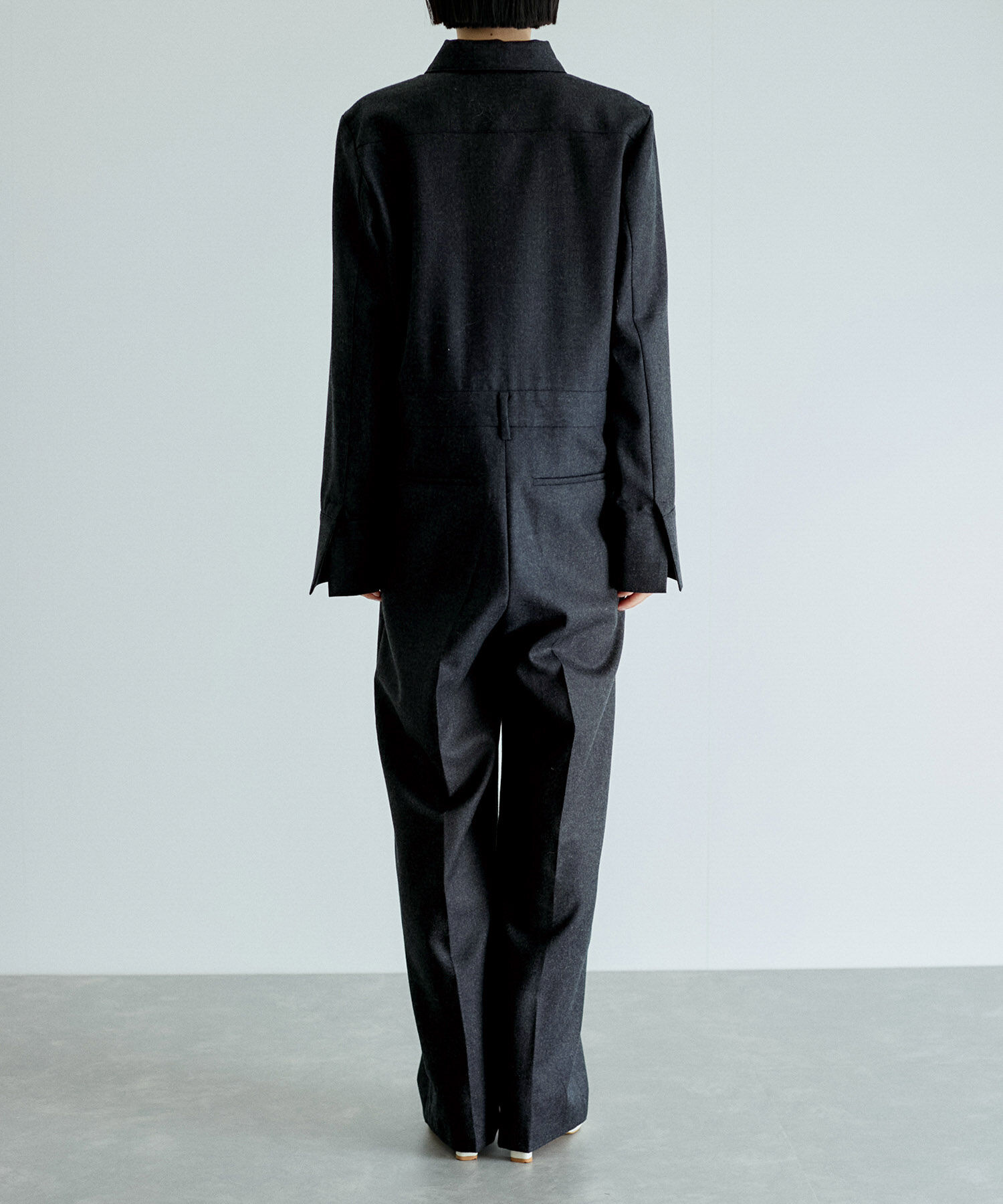 ADAM ET ROPE'「フラノシャツカラーZIPオールインワン」|オールインワン|