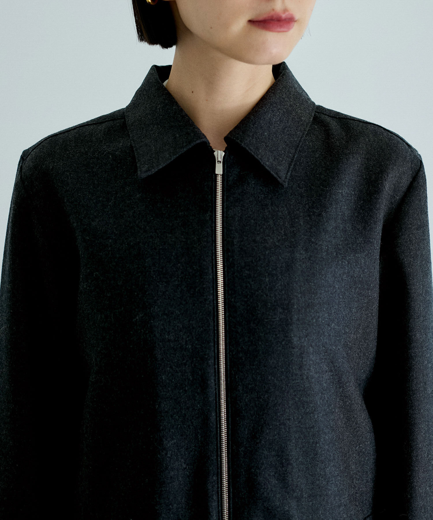 ADAM ET ROPE'「フラノシャツカラーZIPオールインワン」|オールインワン|