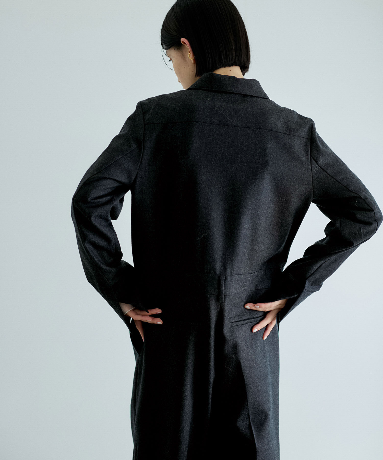 ADAM ET ROPE'「フラノシャツカラーZIPオールインワン」|オールインワン|