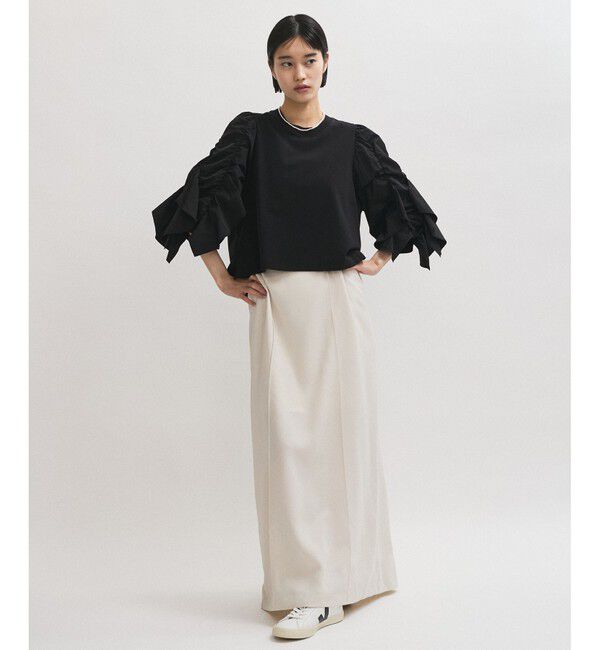 ADAM ET ROPE'「【WEB限定】フリルスリーブカットソー」|Tシャツ・カットソー|