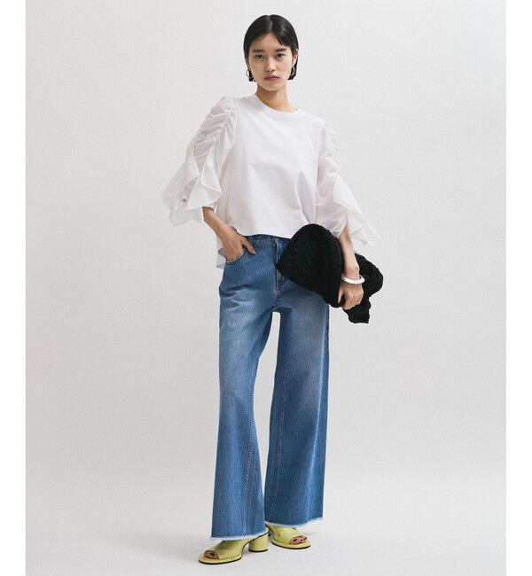 ADAM ET ROPE'「【WEB限定】フリルスリーブカットソー」|Tシャツ・カットソー|